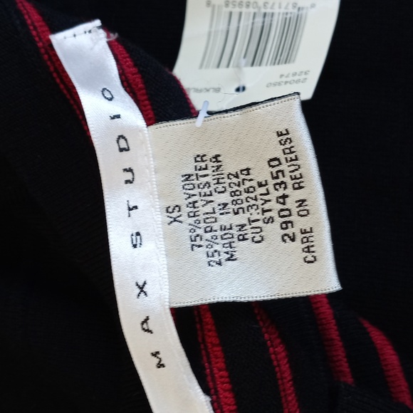 *Relisted* Max Studio Women's Red Black Rayon Knit Bodycon Short Sleeve Dress XS - Picture 2 of 9